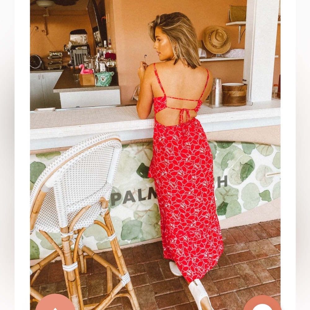 Vestique Red Leaf Midi Dress
